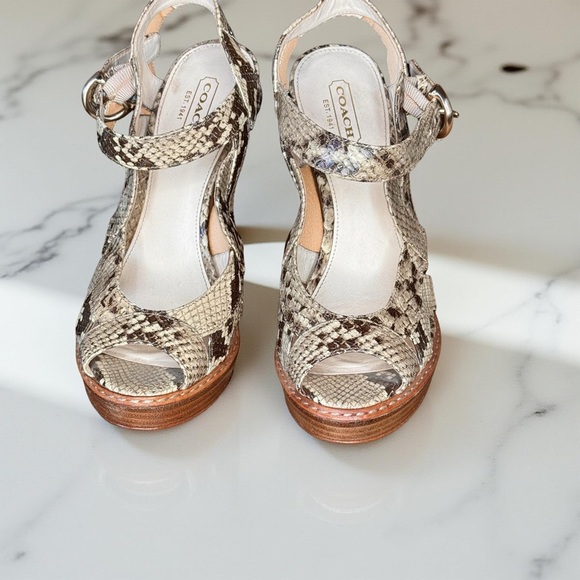 COACH VINTAGE Tamara snake,wood Heel
SZ 7 EUC beautiful,trendy,Y2K wood heel - Picture 2 of 6